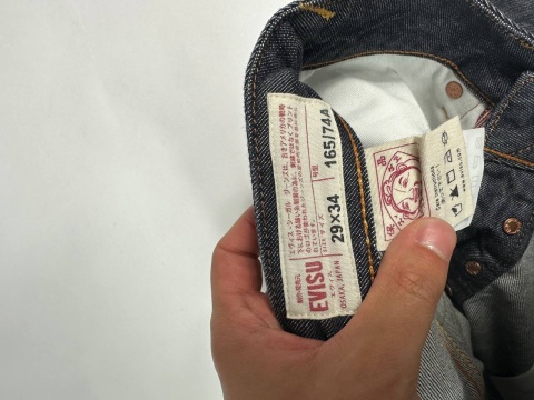 Evisu big logo raw denim jeans