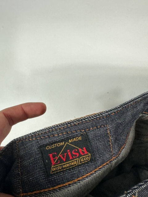 Evisu big logo raw denim jeans