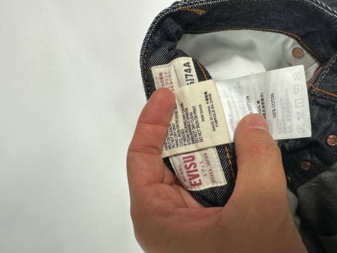 Evisu big logo raw denim jeans