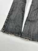 Washed flared denim with flaps