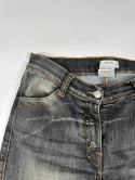 Washed flared denim with flaps